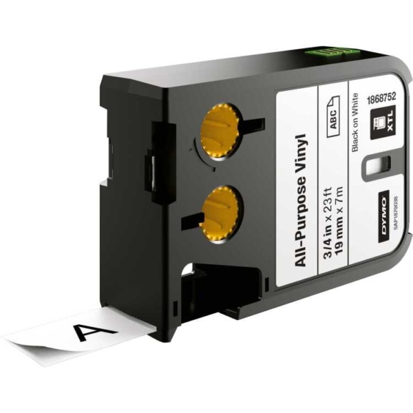Dymo XTL Universeel Vinyl zwart op wit 19 mm x 7 m printlint