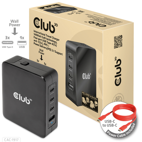 Club 3D Club International Travel Charger 140Wat
