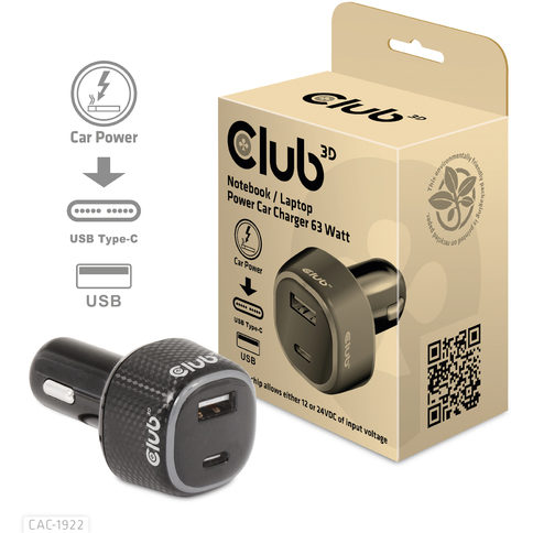 Club 3D Club Notebook / Laptop Power Car Charger