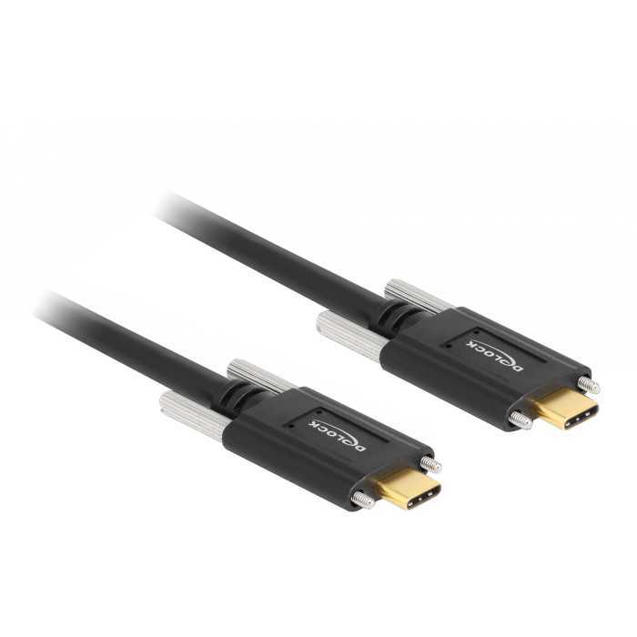 DeLOCK SuperSpeed USB-C 3.1 Gen 2 male > USB-C male met schroeven aan de zijkanten kabel