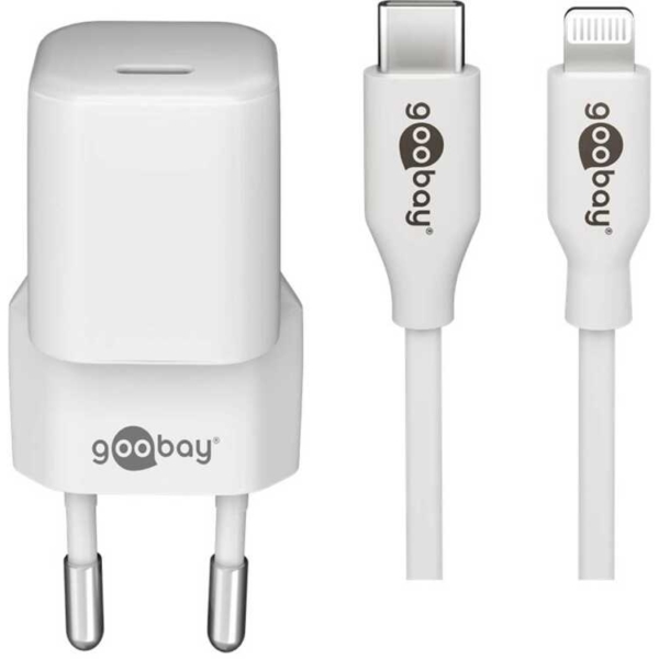 goobay Lightning/USB-C PD oplaad set Nano (20 W) oplader