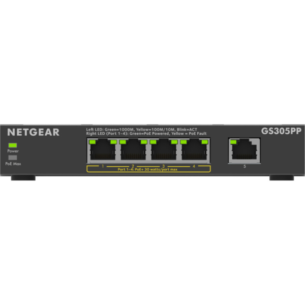 Netgear 5-port Gigabit Ethernet PoE+ Unmanaged Switch (GS305PP)