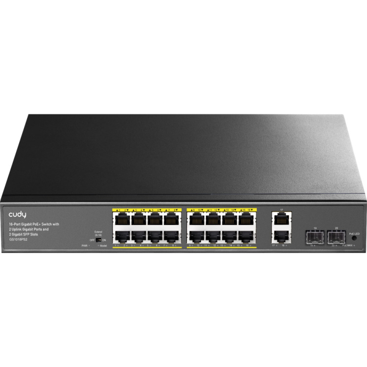 Cudy 16-GbE PoE+ Switch with 2 Uplink GbE and 2 Uplink SFP