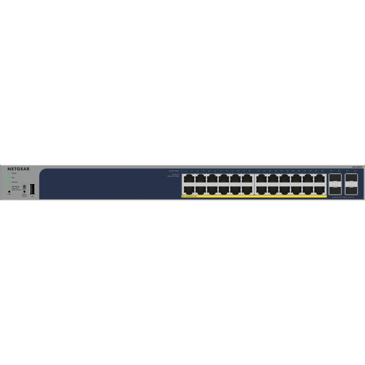 Netgear 24-Port Gigabit Ethernet PoE+ Smart Switch with 4 SFP Ports (GS728TPv3)