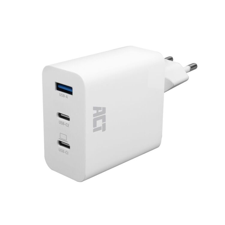 ACT Connectivity USB-C/USB-A lader 65W 3-poorts met Power Delivery PPS, QuickCharge en GanFast oplader