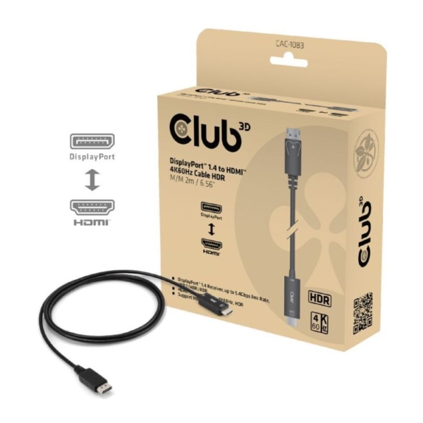 Club 3D DisplayPort 1.4 to HDMI 4K60Hz kabel adapter