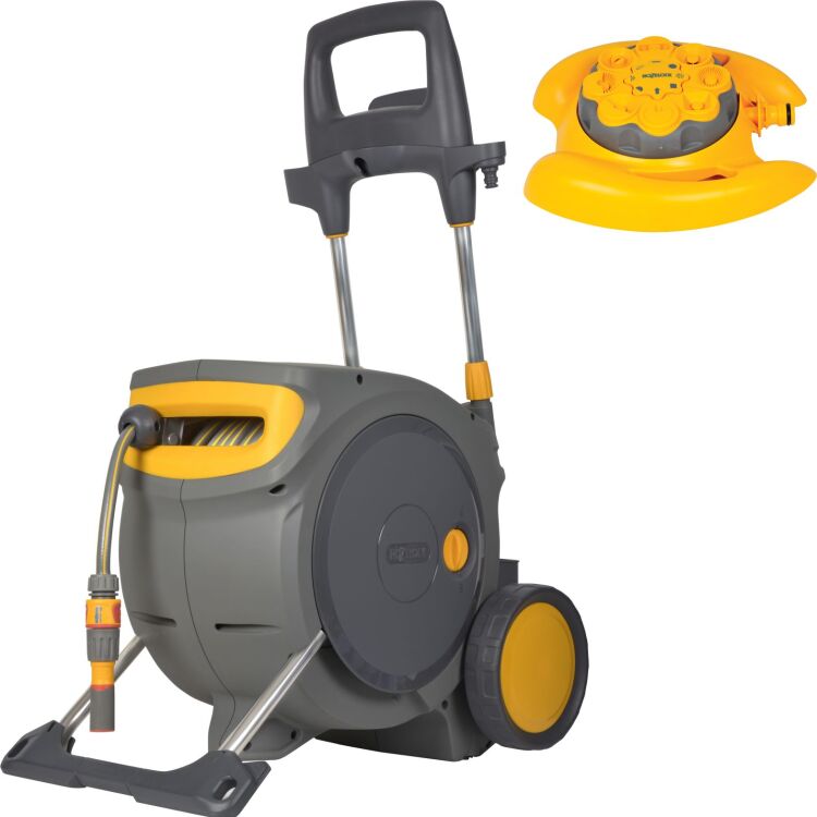 Hozelock Auto Reel Mobile slangenwagen met 35 m slang + Multi Sprinkler