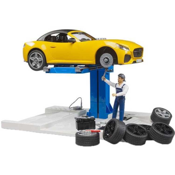 bruder bworld Car Service Centre + BRUDER Roadster speelgoedvoertuig
