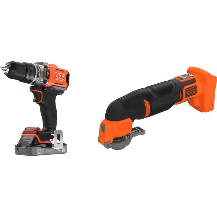 BLACK+DECKER 18V Schroefklopboormachine + 18V Oscillerende Multitool Bundel