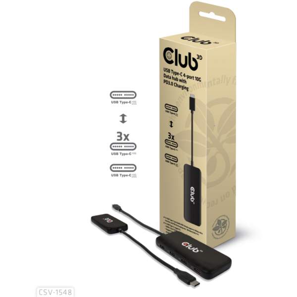 Club 3D Club USB Gen2 Type-C to 10Gbps 4x USB Ty