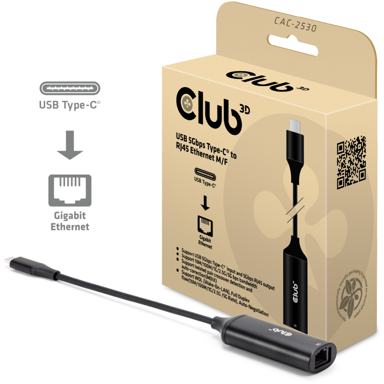 Club 3D Club USB 5Gbps Type-C? to RJ45 Ethernet