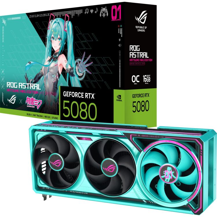 ASUS GeForce RTX 5080 ROG ASTRAL GAMING OC Hatsune Miku Edition grafische kaart