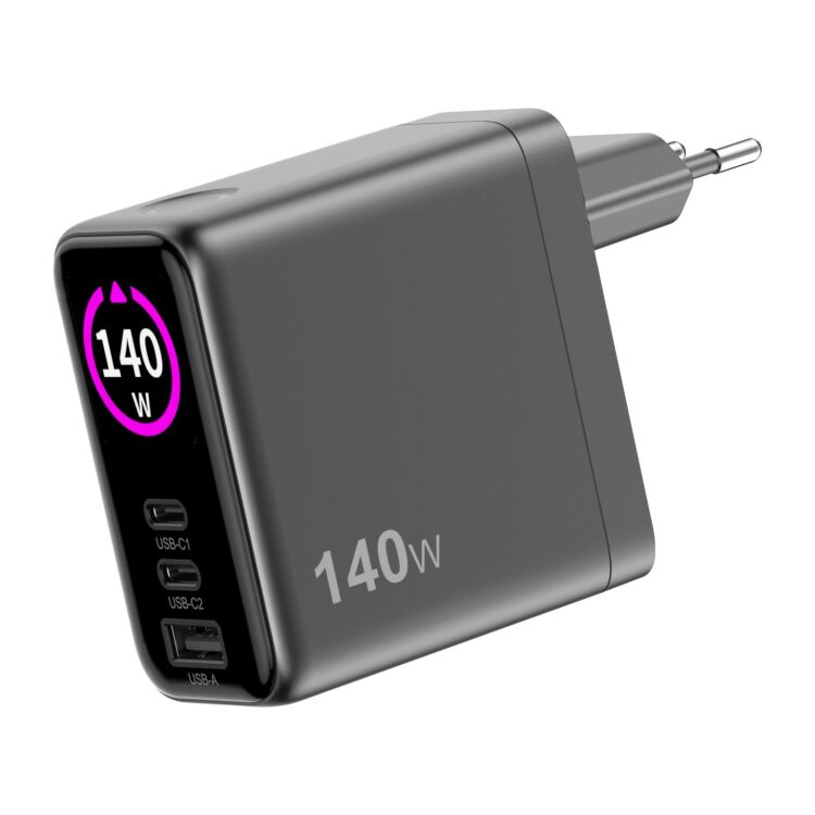 Sitecom 140W GaN Power Delivery Wall Charger with full color LED display oplader