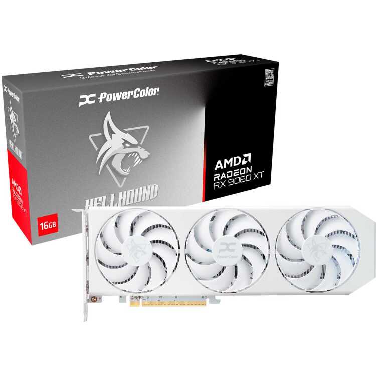 PowerColor Radeon RX 9060 XT Hellhound Spectral White 16G grafische kaart