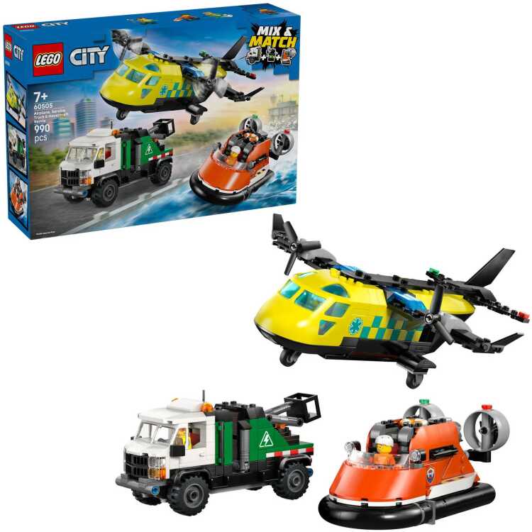 LEGO City - Vliegtuig, servicewagen en hovercraft remix Constructiespeelgoed