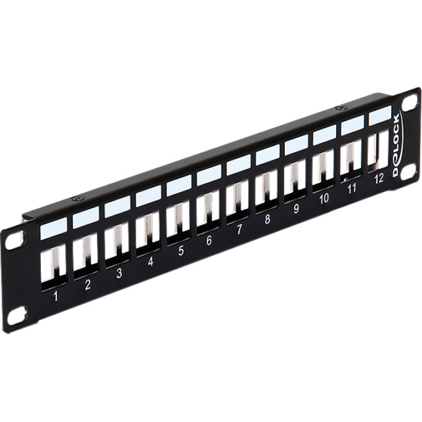 DeLOCK 10" Keystone Patch Panel 12 Port metal black patchpaneel