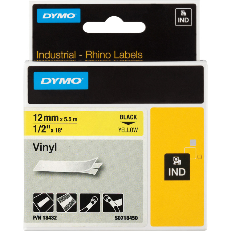 Dymo IND vinyllabels 12mm x 5,5m printlint