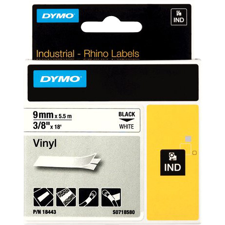Dymo IND vinyllabels 9mm x 5,5m printlint