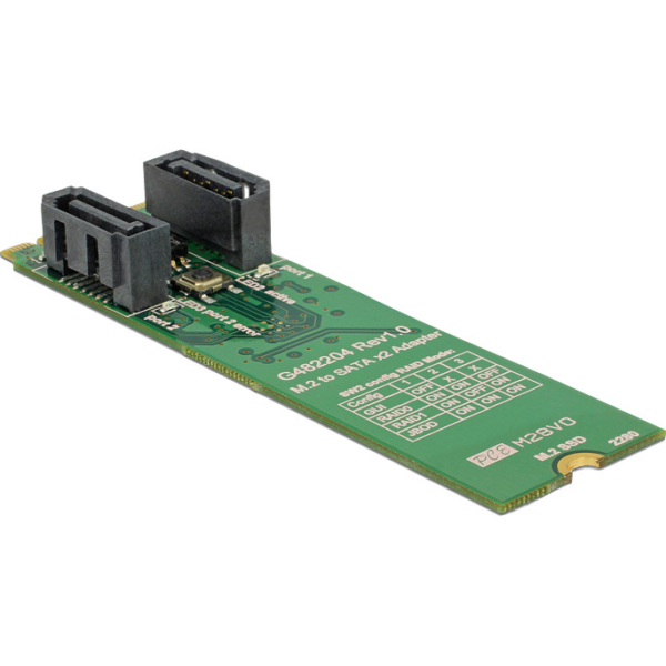 DeLOCK Converter M.2 Key B+M male > 2 x SATA 7 pin male with RAID