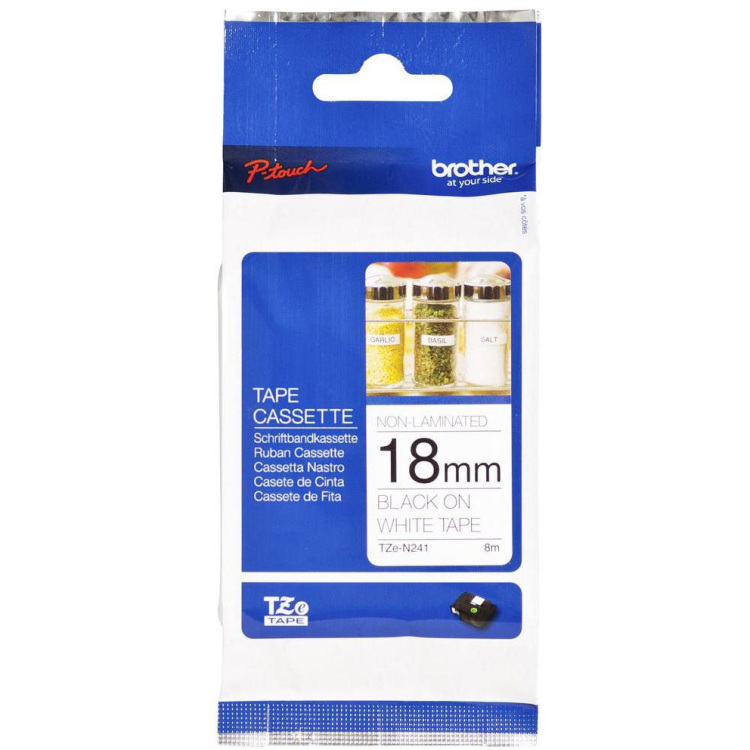 Brother 18mm Tape zwart op wit TZE-N241 printlint