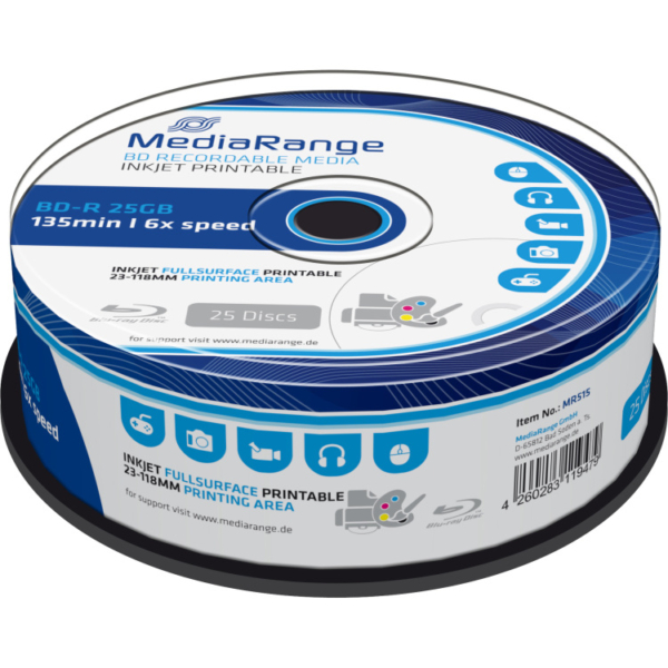 MediaRange BD-R 25 GB blu-ray media