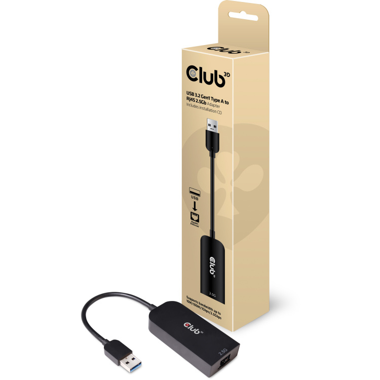 Club 3D USB-A 3.2 Gen1 > RJ-45 2.5Gbps adapter