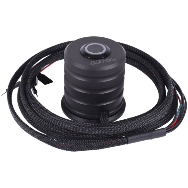 Alphacool Powerbutton met push-button 19mm red lighting - deep black schakelaar