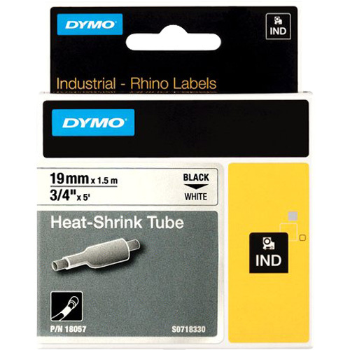 Dymo IND krimpkous zwart op wit, 19 mm x 1,5 meter label krimpkous