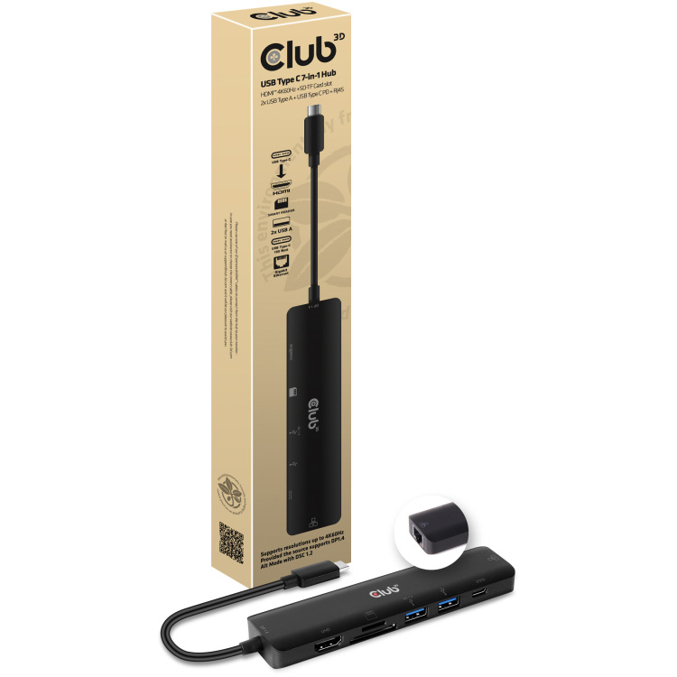 Club 3D CSV-1592 USB Type C 7-in-1 Hub dockingstation