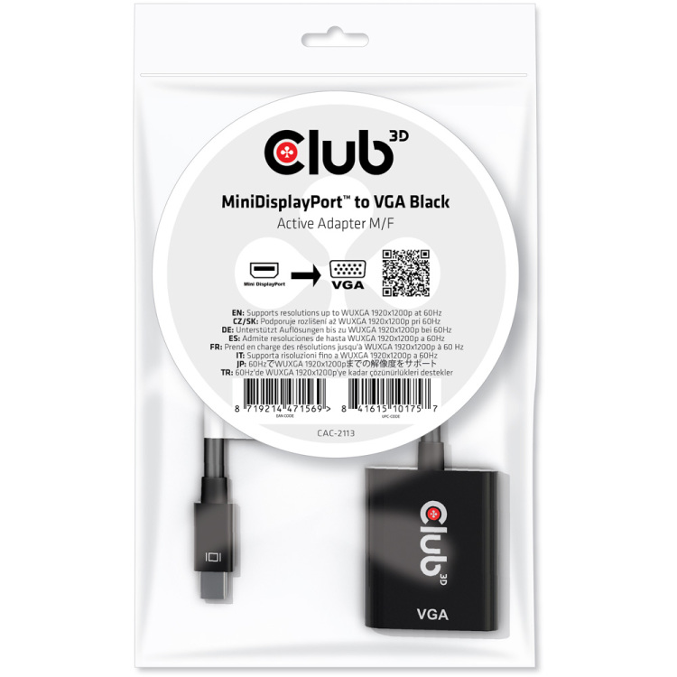 Club 3D Mini DisplayPort naar VGA Active Adapter