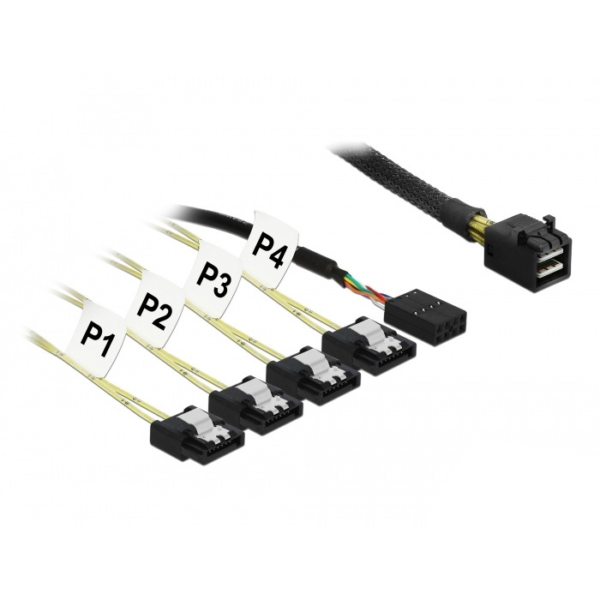 DeLOCK Mini SAS HD SFF-8643 > 4x SATA 7 pin Reverse + Sideband kabel