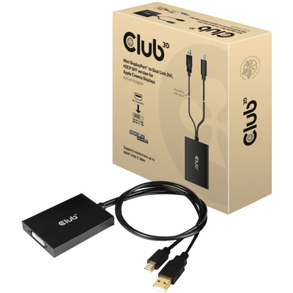 Club 3D Mini DisplayPort to Dual Link DVI, HDCP OFF version for Apple Cinema Displays Active Adapter