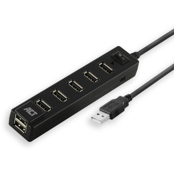ACT Connectivity USB Hub 7 port met aan- en uit schakelaar usb-hub