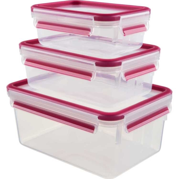 Emsa Clip & Close vershoudbakjes, 3-delige set, 0,55 / 1,0 / 2,2 L doos