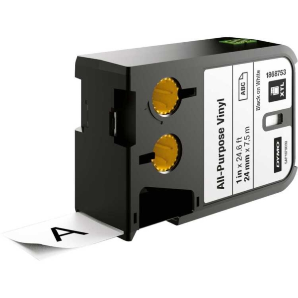 Dymo XTL Universeel Vinyl zwart op transparant 24 mm x 7 m printlint