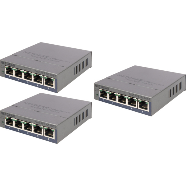 Netgear ProSAFE GS105E v2, 3 pack switch