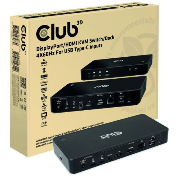 Club 3D DisplayPort/HDMI Dock 4K60Hz dockingstation