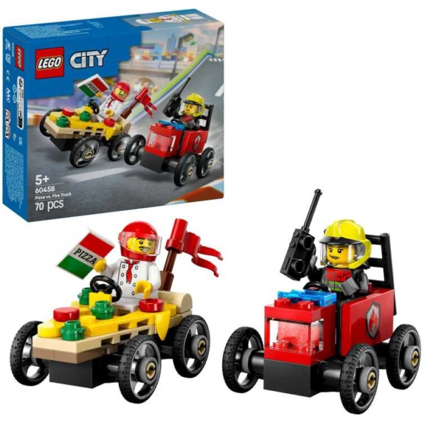 LEGO City - Raceautopakket: pizzabestelwagen vs. brandweerauto Constructiespeelgoed