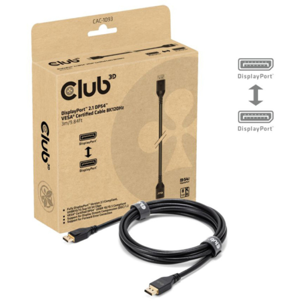Club 3D DisplayPort 2.1 DP54 VESA Certified Cable 8K120Hz kabel