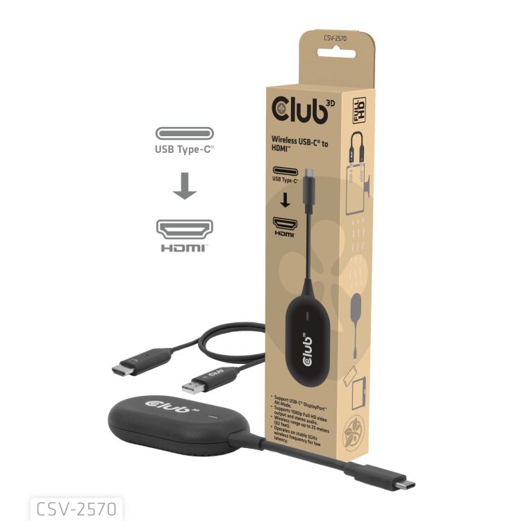 Club 3D Wireless USB-C to HDMI Transmitter and Receiver adapter