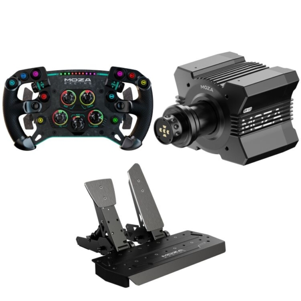 MOZA GS V2P GT stuurwiel + R9 V3 stuurbasis + SR-P (Throttle + Brake) Bundel