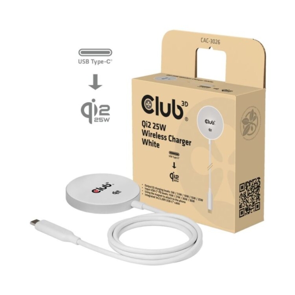 Club 3D CAC-3026 Qi2 25W draadloze oplader
