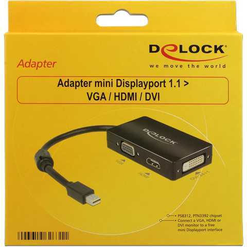 DeLOCK Mini DisplayPort naar VGA/HDMI/DVI adapter