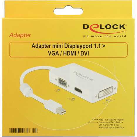 DeLOCK Adapter Mini DisplayPoort naar VGA/HDMI/DVI
