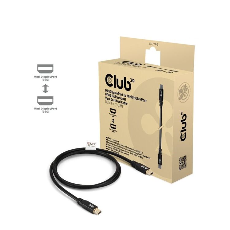 Club 3D MiniDisplayPort naar MiniDisplayPort DP80 bidirectioneel kabel