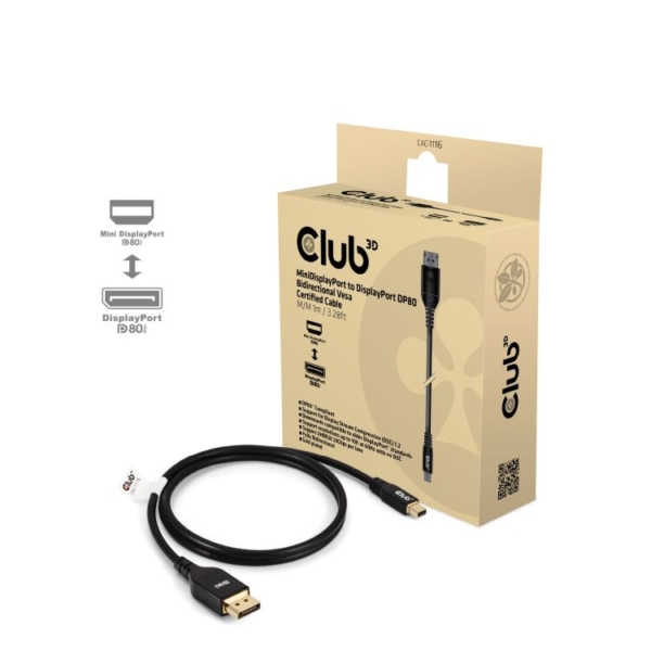 Club 3D MiniDisplayPort naar DisplayPort DP80 bidirectioneel adapter