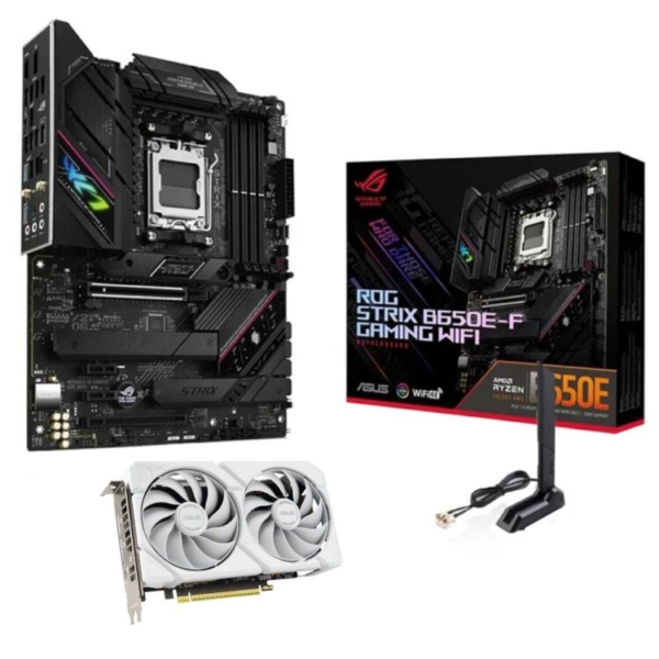 ALTERNATE Upgrade Kit ROG Strix B650E-F Gaming WiFi + Dual RX 9060 XT White Edition