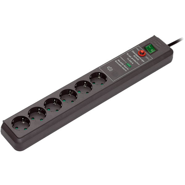 Brennenstuhl Secure-Tec 19500A +surge protection 6x stekkerdoos