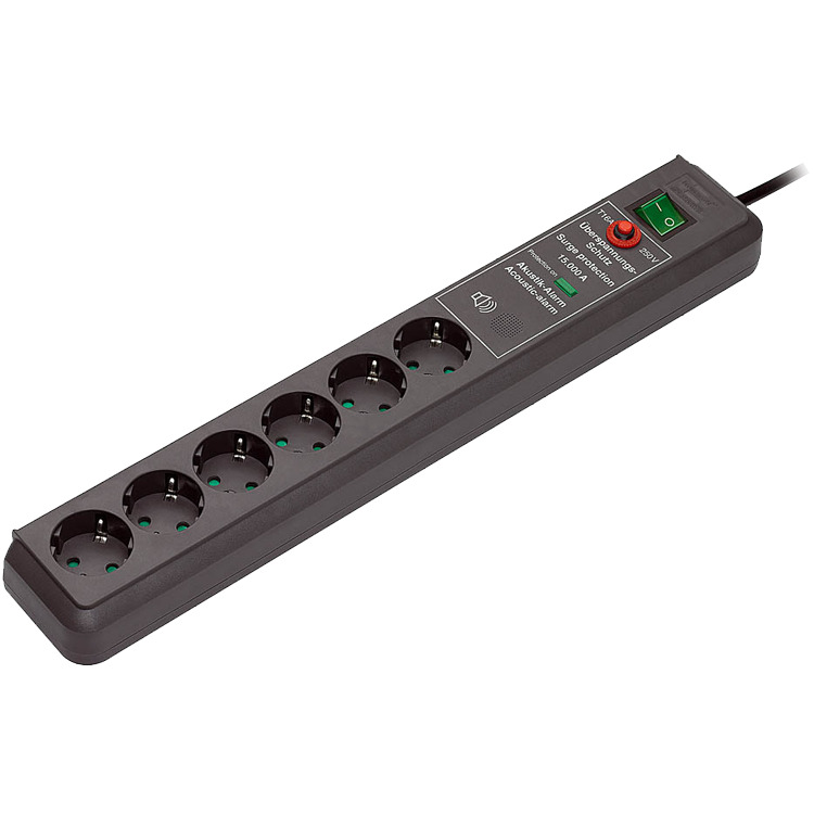 Brennenstuhl Secure-Tec 19500A +surge protection 6x stekkerdoos