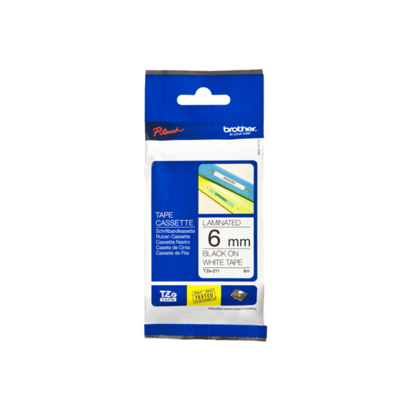 Brother TZe-211 label tapecassette zwart op wit printlint